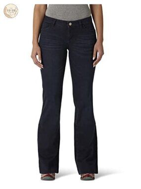 Mid Rise Wide Leg Trouser Jeans Stretch Denim Casual